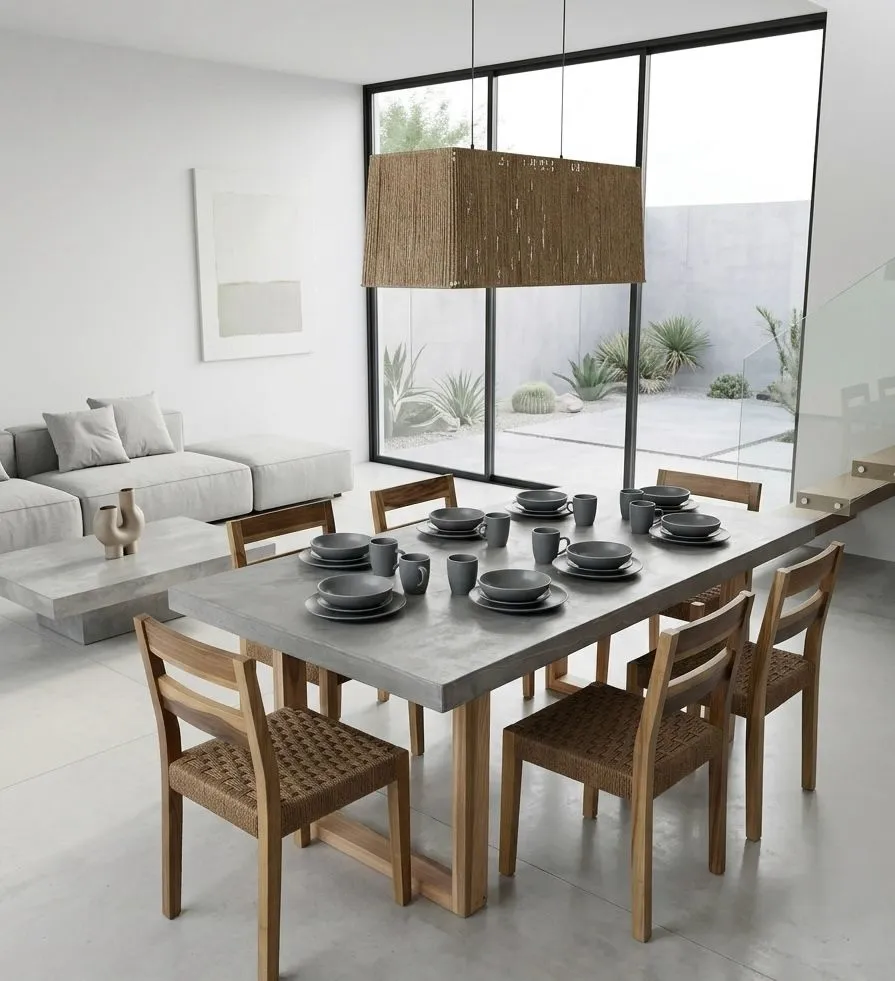 Mesa de cemento alisado interior galería modelo 6
