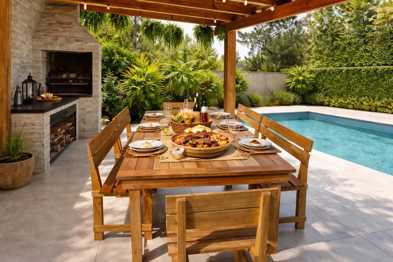 Mesa de madera maciza artesanal modelo 1